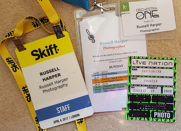 Various passes from events photographed in March/April 2017